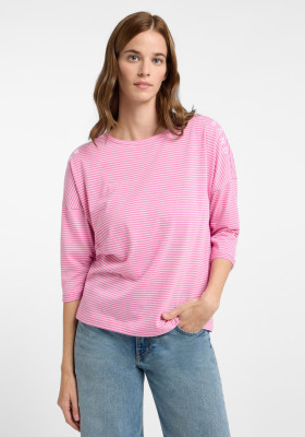 ELBSAND Veera T-Shirt 3/4-Arm magenta sky+cloud white stripe (50% Baumwolle, 50% Polyester) M