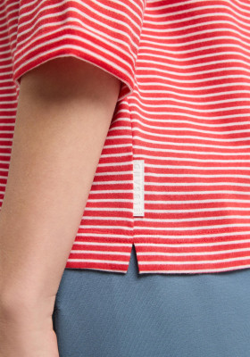 ELBSAND Veera T-Shirt 3/4-Arm barberry/cloud white stripes (50% Baumwolle, 50% Polyester) L