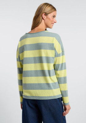 ELBSAND Milia Longsleeve sunny lime+soft sage stripes (50% Baumwolle, 50% Polyester) M