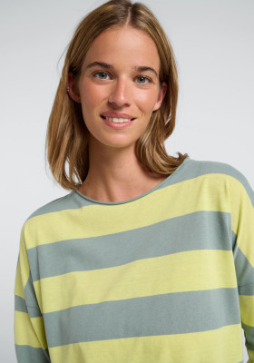 ELBSAND Milia Longsleeve sunny lime+soft sage stripes (50% Baumwolle, 50% Polyester) M