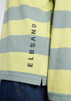ELBSAND Milia Longsleeve sunny lime+soft sage stripes (50% Baumwolle, 50% Polyester) M