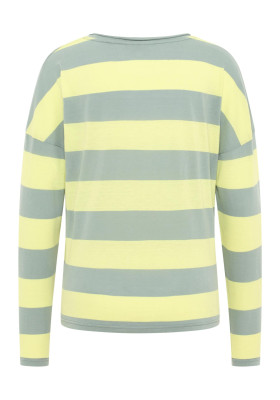 ELBSAND Milia Longsleeve sunny lime+soft sage stripes (50% Baumwolle, 50% Polyester) M