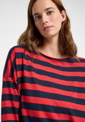 ELBSAND Milia Longsleeve coldwater+barberry stripes (50% Baumwolle, 50% Polyester) M