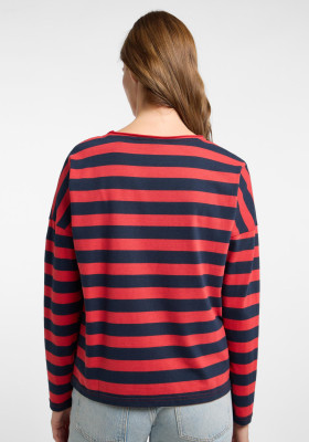 ELBSAND Milia Longsleeve coldwater+barberry stripes (50% Baumwolle, 50% Polyester) S