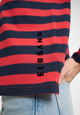 ELBSAND Milia Longsleeve coldwater+barberry stripes (50% Baumwolle, 50% Polyester) S