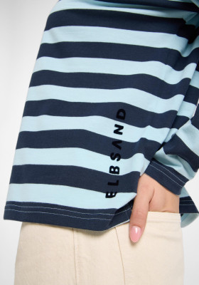 ELBSAND Milia Longsleeve coldwater+wave blue stripes (50% Baumwolle, 50% Polyester) M