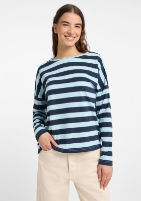 ELBSAND Milia Longsleeve coldwater+wave blue stripes (50% Baumwolle, 50% Polyester) XL