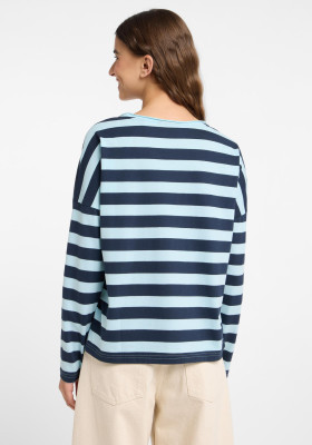 ELBSAND Milia Longsleeve coldwater+wave blue stripes (50% Baumwolle, 50% Polyester) L