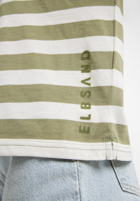 ELBSAND Milia Longsleeve green leaf+cloud white stripes (50% Baumwolle, 50% Polyester) S