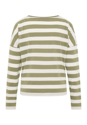 ELBSAND Milia Longsleeve green leaf+cloud white stripes (50% Baumwolle, 50% Polyester) L