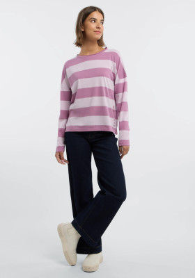 ELBSAND Milia Longsleeve mauve + pink chalk stripe (50% Baumwolle, 50% Polyester) L