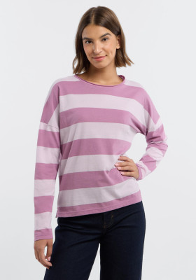 ELBSAND Milia Longsleeve mauve + pink chalk stripe (50% Baumwolle, 50% Polyester) M