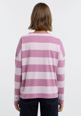 ELBSAND Milia Longsleeve mauve + pink chalk stripe (50% Baumwolle, 50% Polyester) M