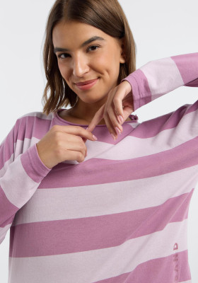 ELBSAND Milia Longsleeve mauve + pink chalk stripe (50% Baumwolle, 50% Polyester) M