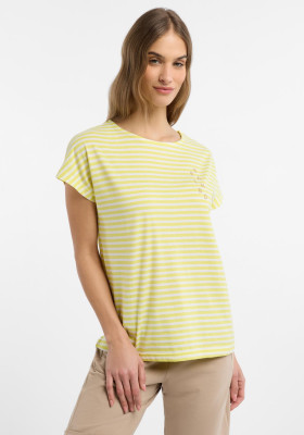 ELBSAND Selma T-Shirt bright yellow+bright white stripes (50% Baumwolle, 50% Polyester) S