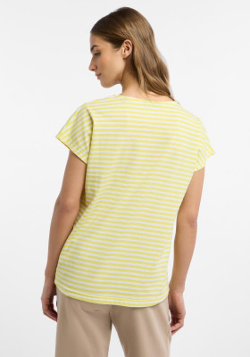ELBSAND Selma T-Shirt bright yellow+bright white stripes (50% Baumwolle, 50% Polyester) S