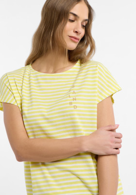 ELBSAND Selma T-Shirt bright yellow+bright white stripes (50% Baumwolle, 50% Polyester) S