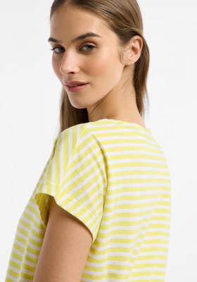 ELBSAND Selma T-Shirt bright yellow+bright white stripes (50% Baumwolle, 50% Polyester) S