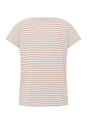 ELBSAND Selma T-Shirt camel+bright white stripes (50% Baumwolle, 50% Polyester) L