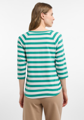 ELBSAND Celin T-Shirt malachite+cloud white stripe (50% Baumwolle, 50% Polyester) M