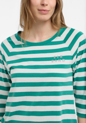 ELBSAND Celin T-Shirt malachite+cloud white stripe (50% Baumwolle, 50% Polyester) M