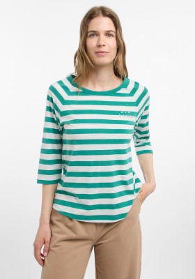 ELBSAND Celin T-Shirt malachite+cloud white stripe (50% Baumwolle, 50% Polyester) L