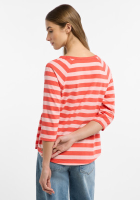 ELBSAND Celin T-Shirt grenadine+papaya stripe (50% Baumwolle, 50% Polyester) M