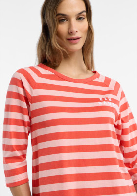 ELBSAND Celin T-Shirt grenadine+papaya stripe (50% Baumwolle, 50% Polyester) M