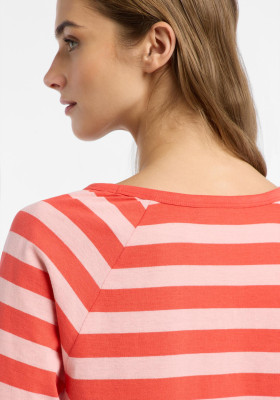 ELBSAND Celin T-Shirt grenadine+papaya stripe (50% Baumwolle, 50% Polyester) L
