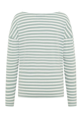 ELBSAND Tooske Longsleeve soft sage+ cloud white stripes (50% Baumwolle, 50% Polyester) M