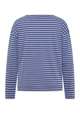 ELBSAND Tooske Longsleeve sky haze + electric blue stripes (50% Baumwolle, 50% Polyester) XXL