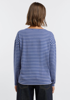 ELBSAND Tooske Longsleeve sky haze + electric blue stripes (50% Baumwolle, 50% Polyester) XXL