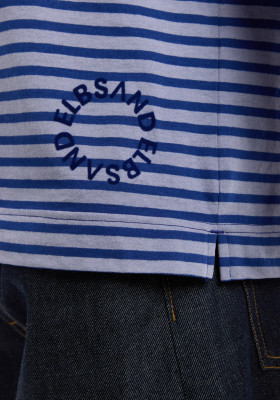 ELBSAND Tooske Longsleeve sky haze + electric blue stripes (50% Baumwolle, 50% Polyester) XL
