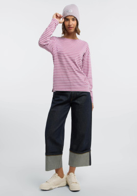 ELBSAND Tooske Longsleeve mauve + pink chalk stripe (50% Baumwolle, 50% Polyester) S