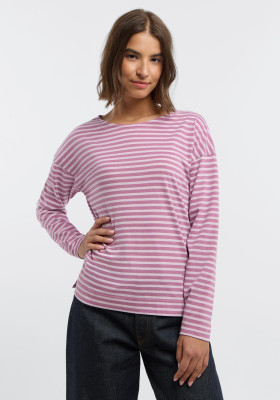 ELBSAND Tooske Longsleeve mauve + pink chalk stripe (50% Baumwolle, 50% Polyester) XXL