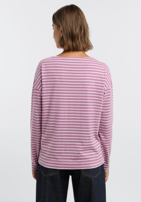 ELBSAND Tooske Longsleeve mauve + pink chalk stripe (50% Baumwolle, 50% Polyester) S