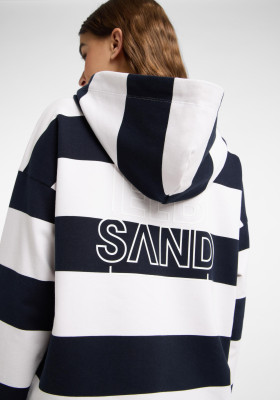 ELBSAND Eydis Hoodie cold water+cloud white stripes (95% Baumwolle, 5% Elasthan) L