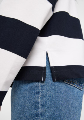 ELBSAND Eydis Hoodie cold water+cloud white stripes (95% Baumwolle, 5% Elasthan) L