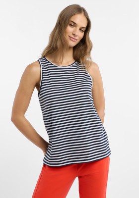 ELBSAND Maavi Tanktop coldwater+bright white stripes (50% Baumwolle, 50% Polyester) L