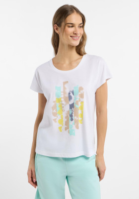 ELBSAND Grima T-Shirt bright white print (50% Baumwolle, 50% Polyester) S