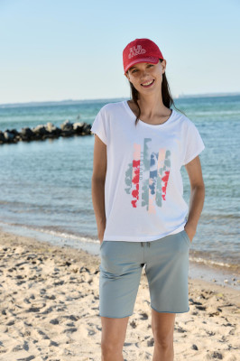 ELBSAND Grima T-Shirt bright white print B (50% Baumwolle, 50% Polyester) S