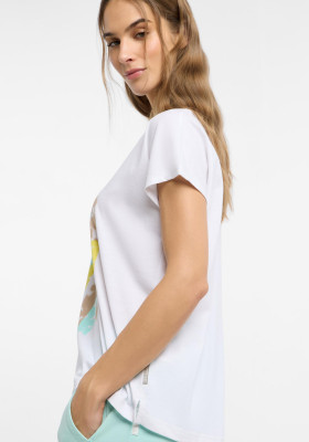 ELBSAND Grima T-Shirt bright white print (50% Baumwolle, 50% Polyester) L