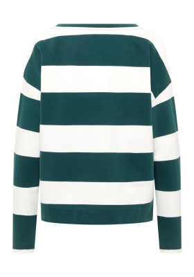 ELBSAND Hilma Sweatshirt dark ivy+cloud white stripe (100% Baumwolle) XL