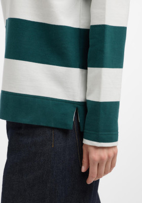 ELBSAND Hilma Sweatshirt dark ivy+cloud white stripe (100% Baumwolle) L
