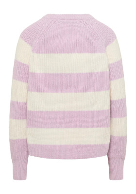 ELBSAND Orelia Knit Sweater pink chalk + cloud white stripe (55% Lammwolle, 45% Baumwolle) L