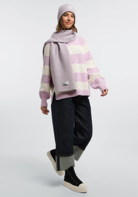 ELBSAND Orelia Knit Sweater pink chalk + cloud white stripe (55% Lammwolle, 45% Baumwolle) XL