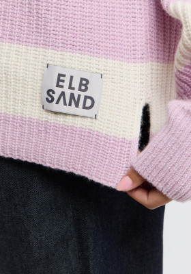 ELBSAND Orelia Knit Sweater pink chalk + cloud white stripe (55% Lammwolle, 45% Baumwolle) M