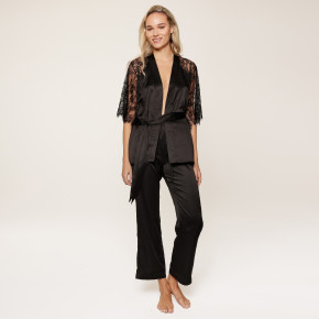 LingaDore 8007 Kimono-Set schwarz (100% Polyamid) S