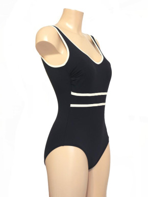 WASSERSTOFF 43 402 Badeanzug Sportivo verschiedene Farbvarianten (80% Polyamid, 20% Elasthan) Schwarz / 42/XL black-cream