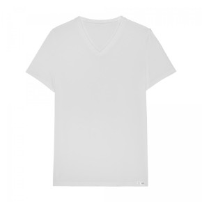 HOM Tencel soft Tee-Shirt V-Neck weiß (97% Lyocell, 3% Elasthan) M
